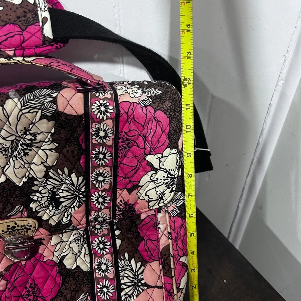 Vera Bradley Mocha rouge Quilted Laptop Messenger Bag Floral Crossbody Briefcase